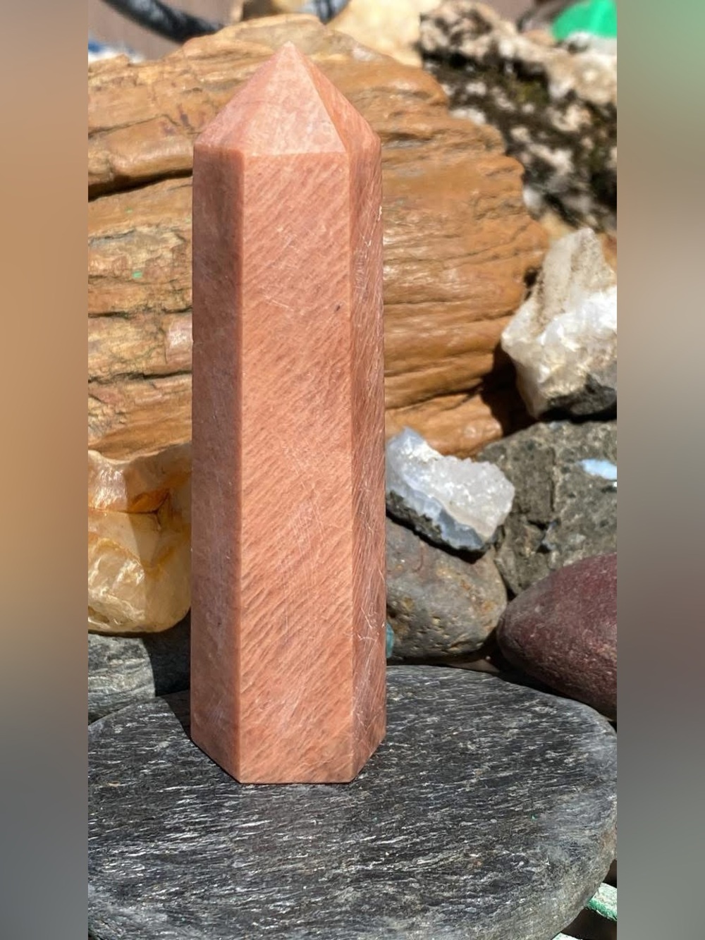 Peach Moonstone Crystal Point Tower